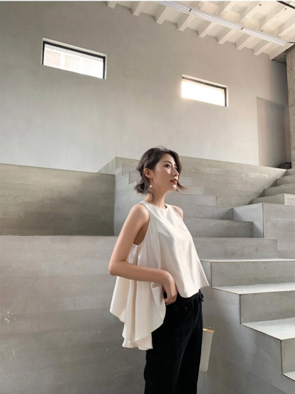 Shivonne Ruffle Side Sleeveless Top-The Black Bow-