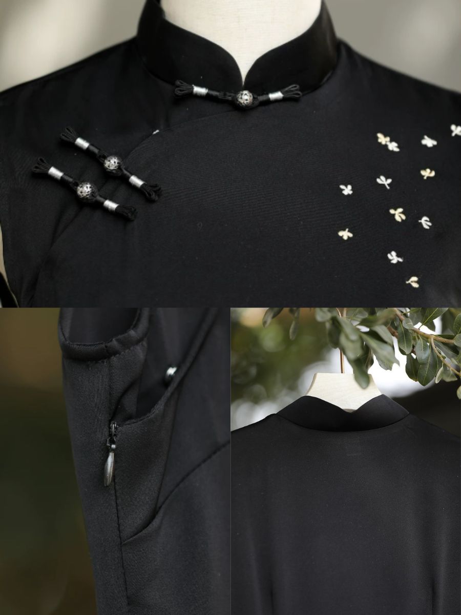 Yun Cai Floral Embroidered Sleeveless Cheongsam