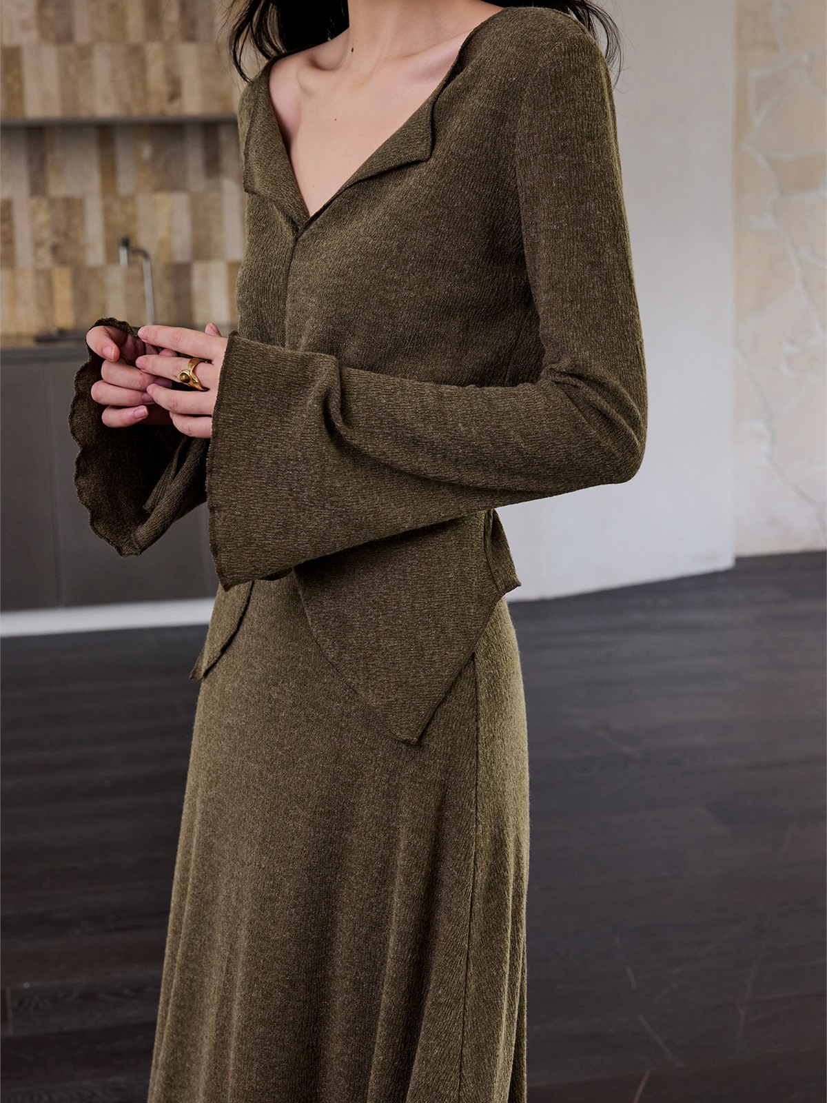 Hermia Ribbed Long-Sleeve Knit Top & Skirt (Sold Separately)