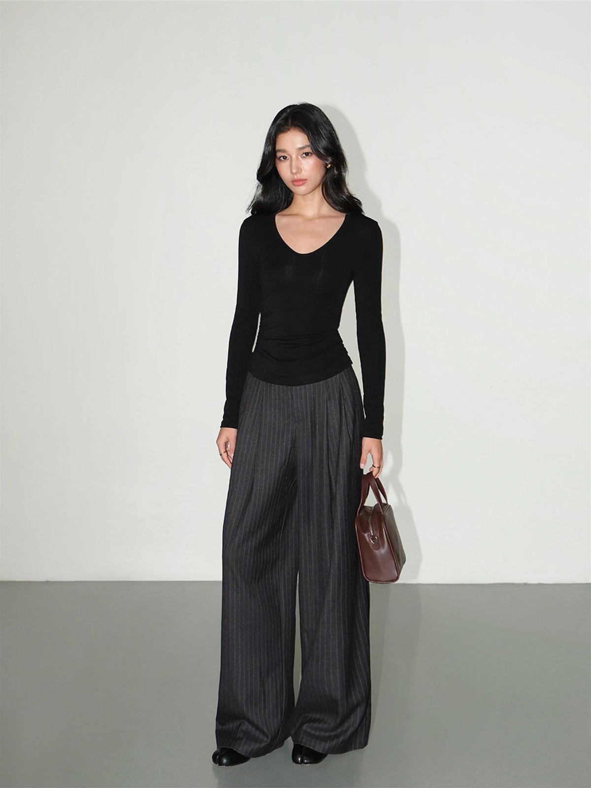 Leona Pinstripe Wide-Leg Trousers