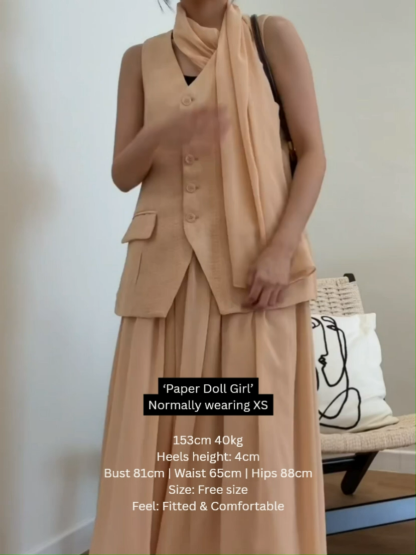 Arabelle Textured Vest & Chiffon Skirt Set