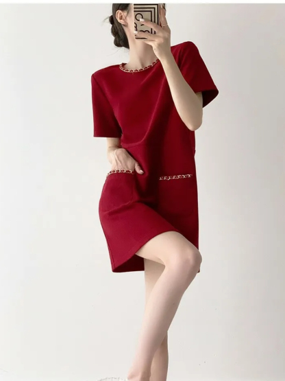 Leticia Metal Chain Shift Dress-The Black Bow-