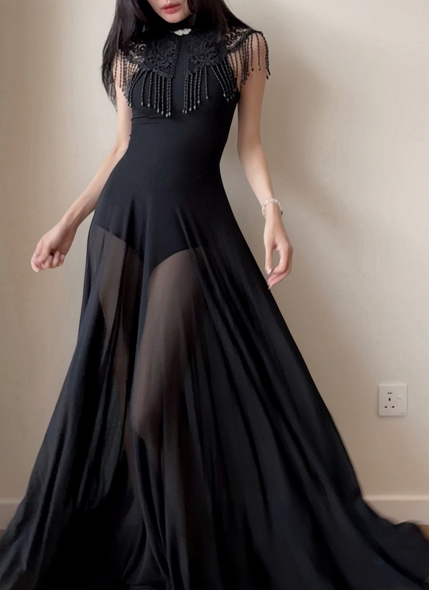 Dracula Bodycon Sheer Maxi Dress