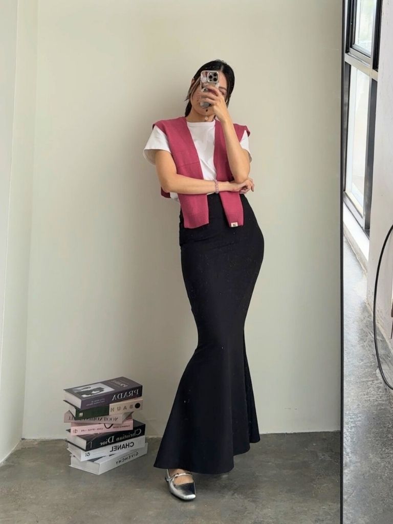 Zendy Draped Flare Suit Skirt