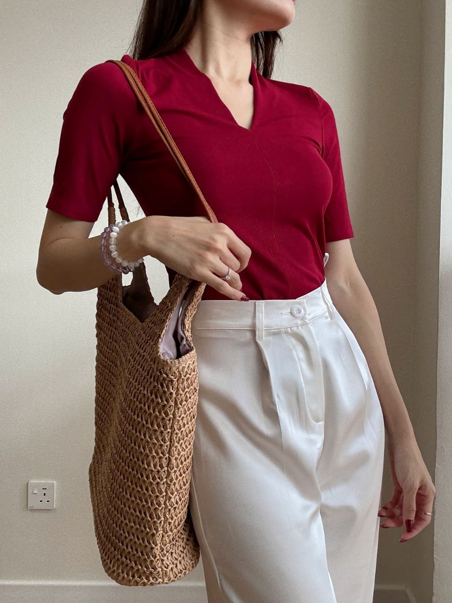 Katalynn Mid Sleeve V-Neck Knit Top