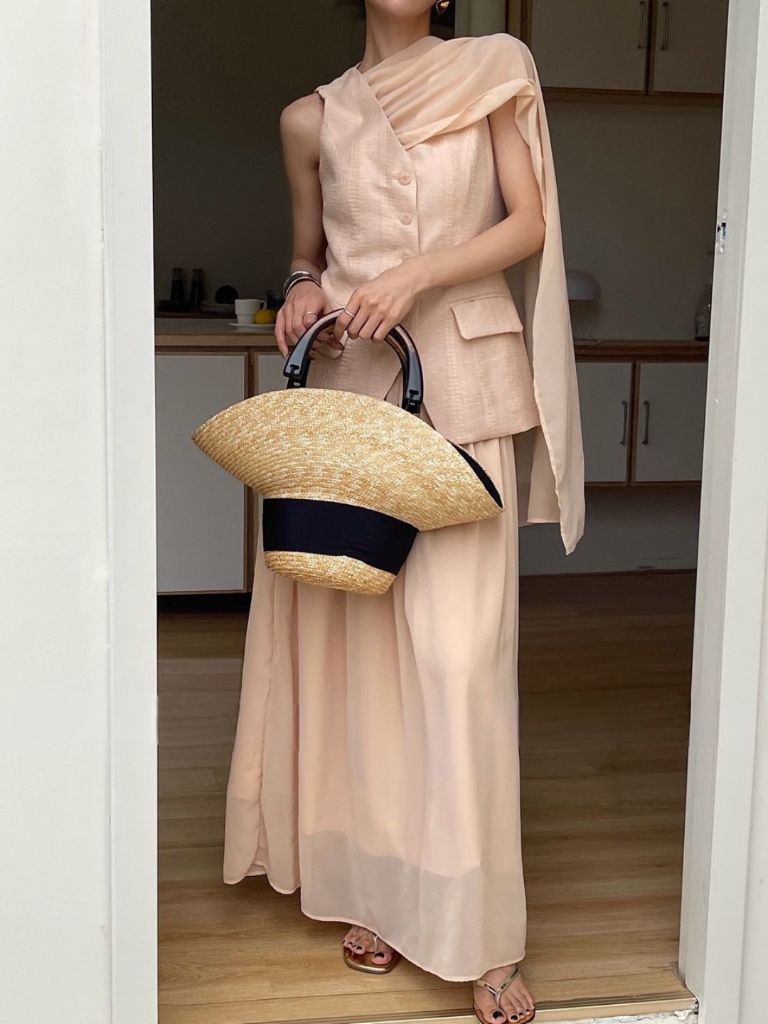 Arabelle Textured Verst & Chiffon Skirt Set