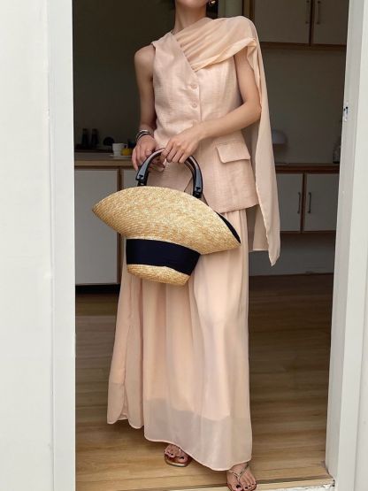 Arabelle Textured Verst & Chiffon Skirt Set