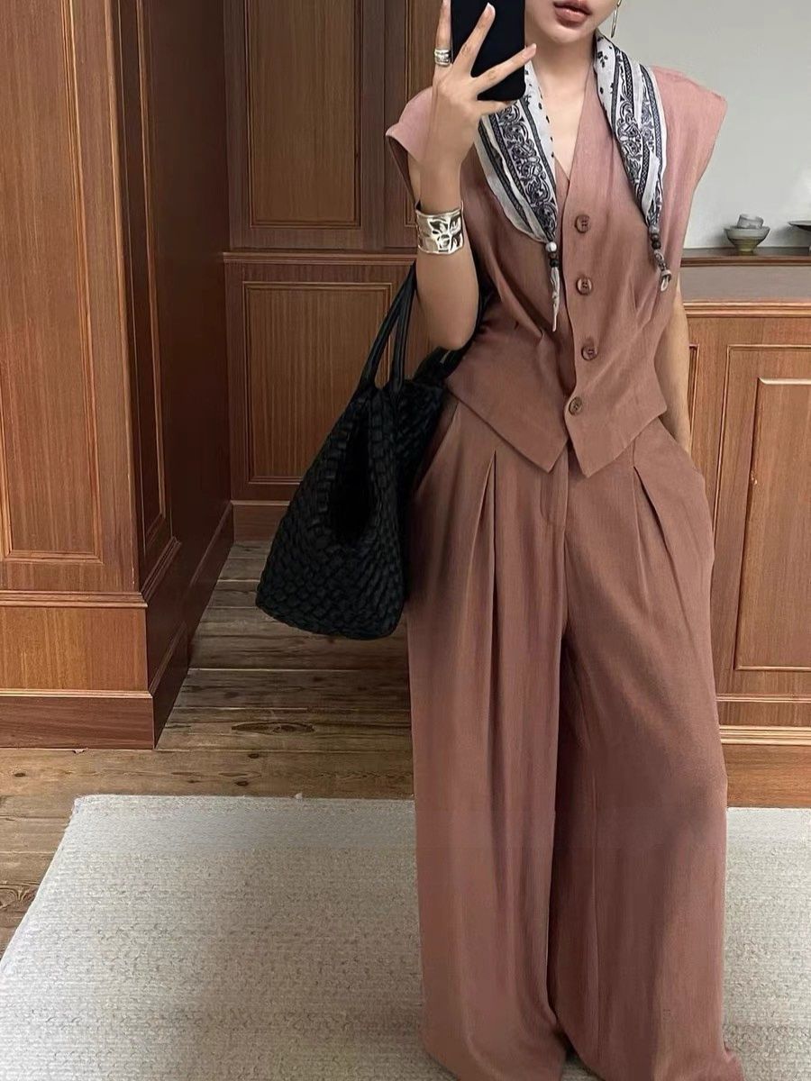 Alianna Vest and Wide Leg Pants Set