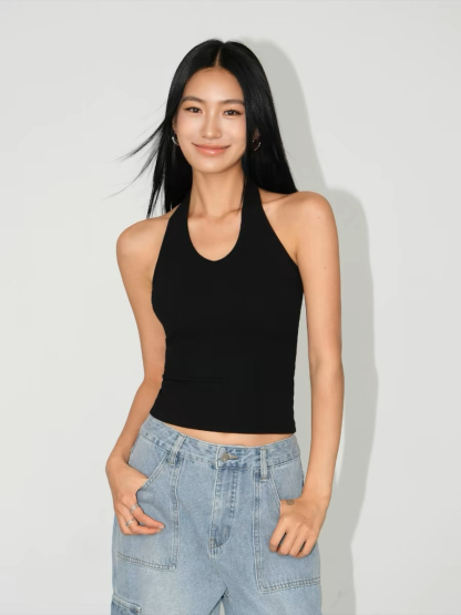 Mabel Halter Neck Knit Top-The Black Bow-