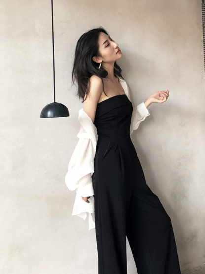 Monica Tube Top Jumpsuit-The Black Bow-