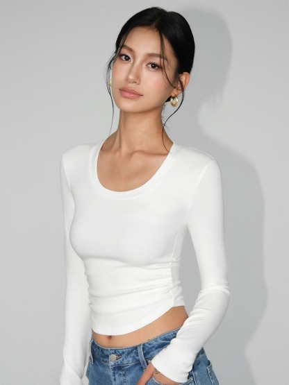 Marle Round Neck Long Sleeve Top-The Black Bow-