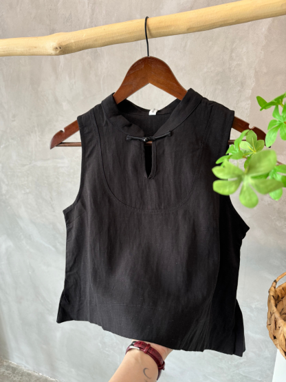 Hai Er Oriental Top with Back Peplum-The Black Bow-