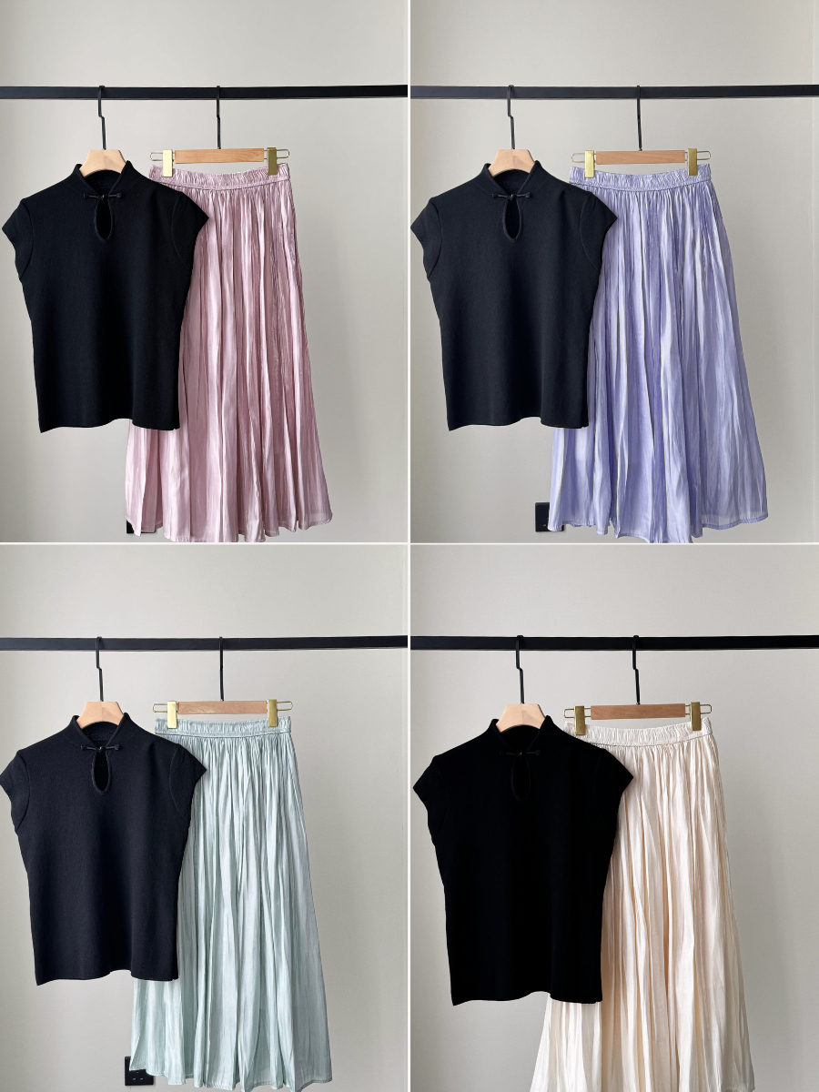 Xenna Pleated A-Line Skirt-The Black Bow-