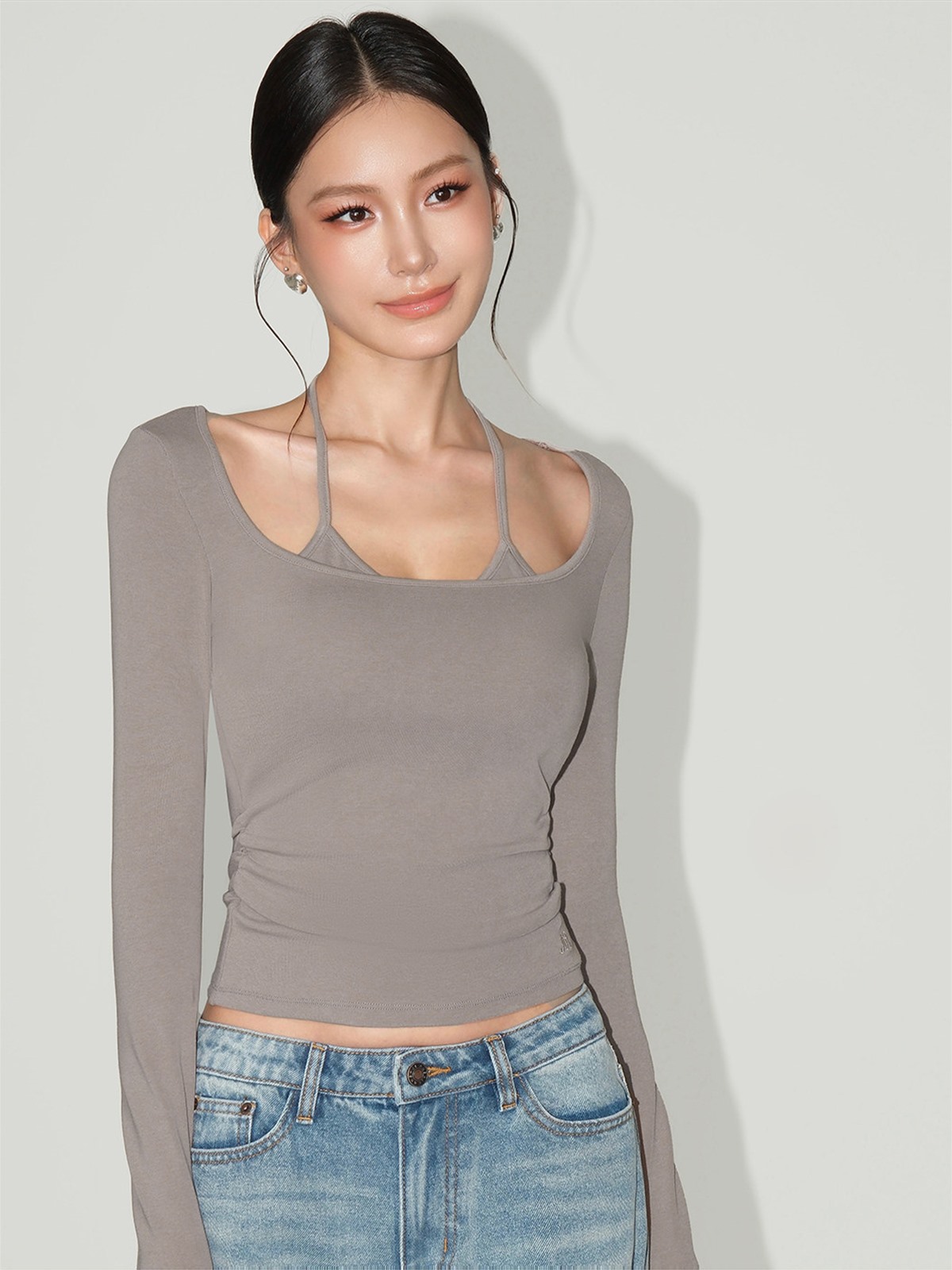 Lucinda Binding-Strap Scoop-Neck Top