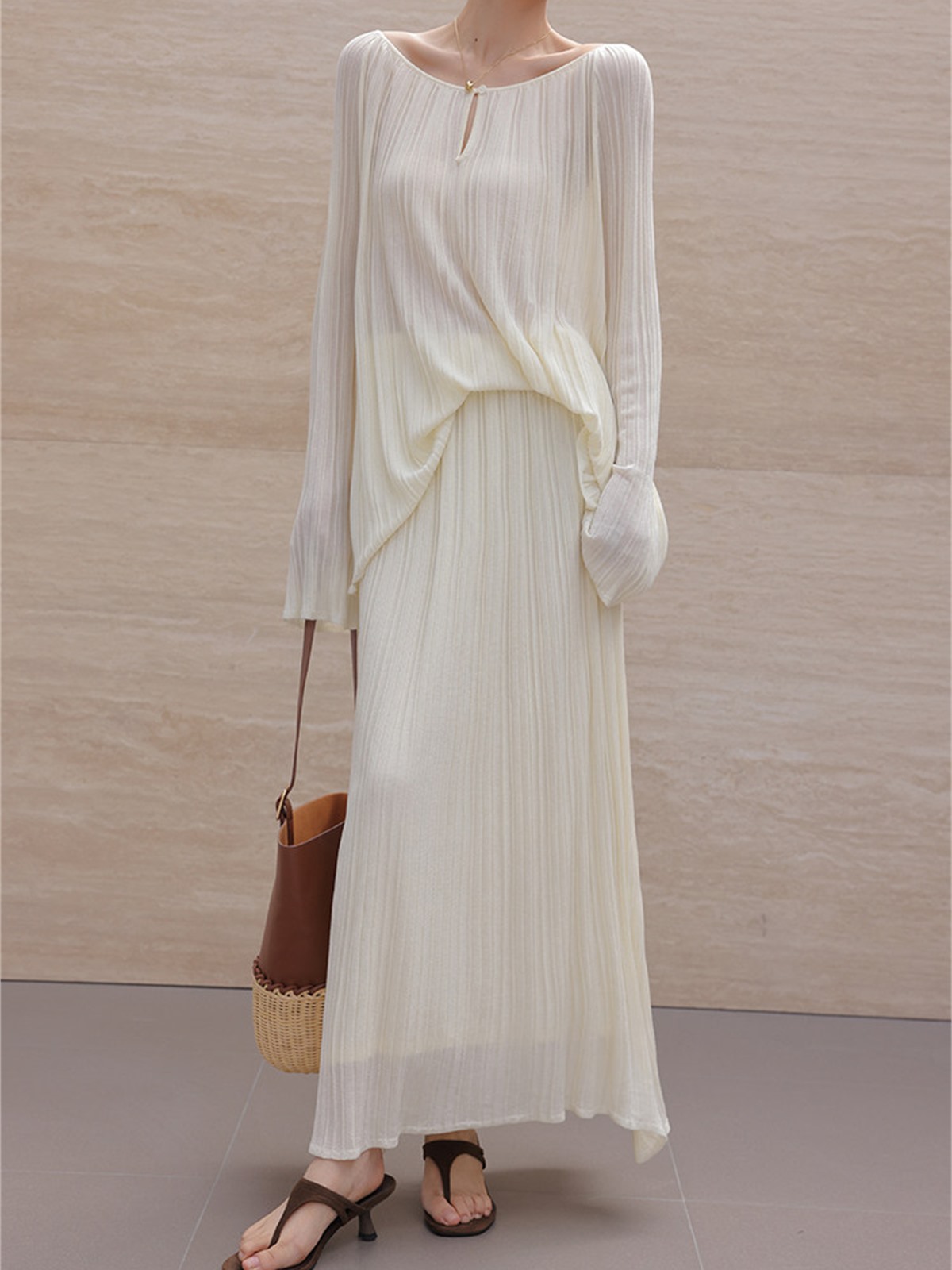 Hailey Lightweight Knit Long-Sleeve Top & Skirt (Sold Separately)