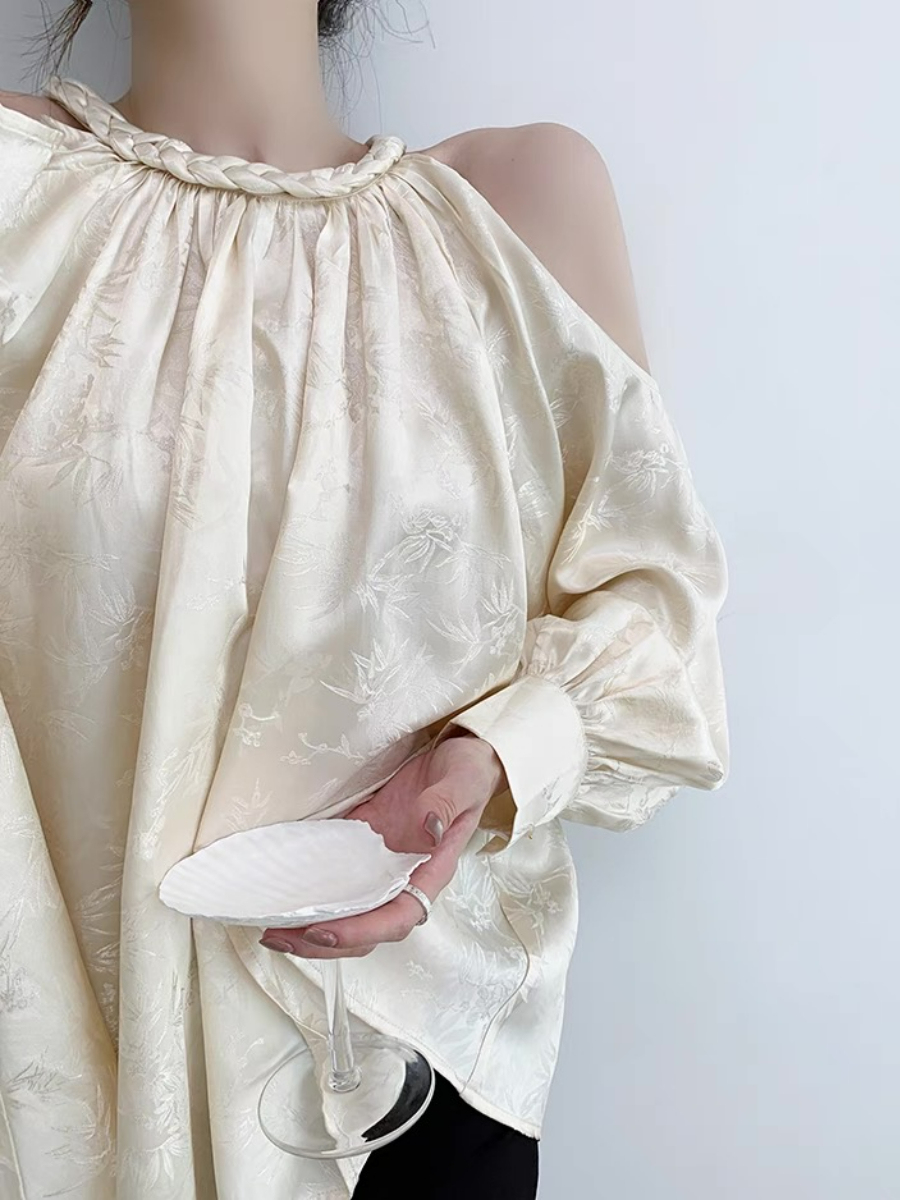 Xin Ing Cold Shoulder Oriental Top