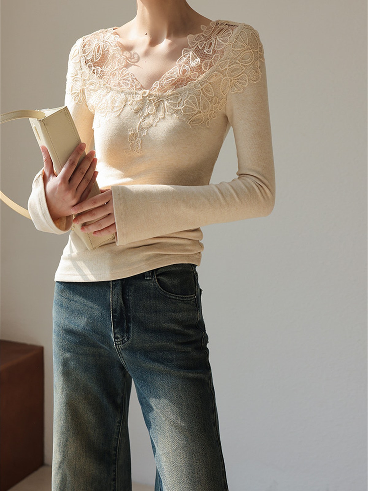 Harmony Lace-Trim Knit Top