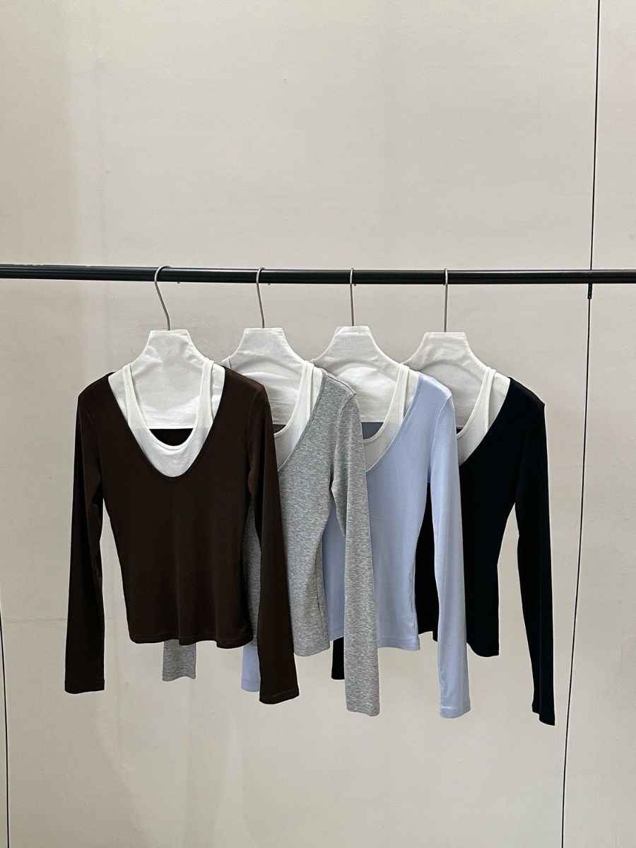 Prep Fake Two-Piece Color Binding Top