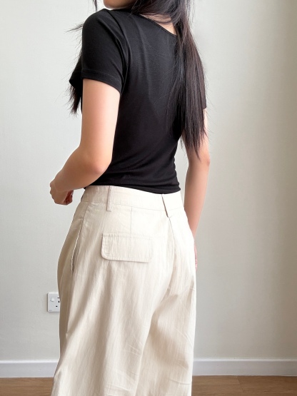 【French Weekend Set】Lacey Trim Blouse + Relaxed Wide Leg Pants (Sold Separately)