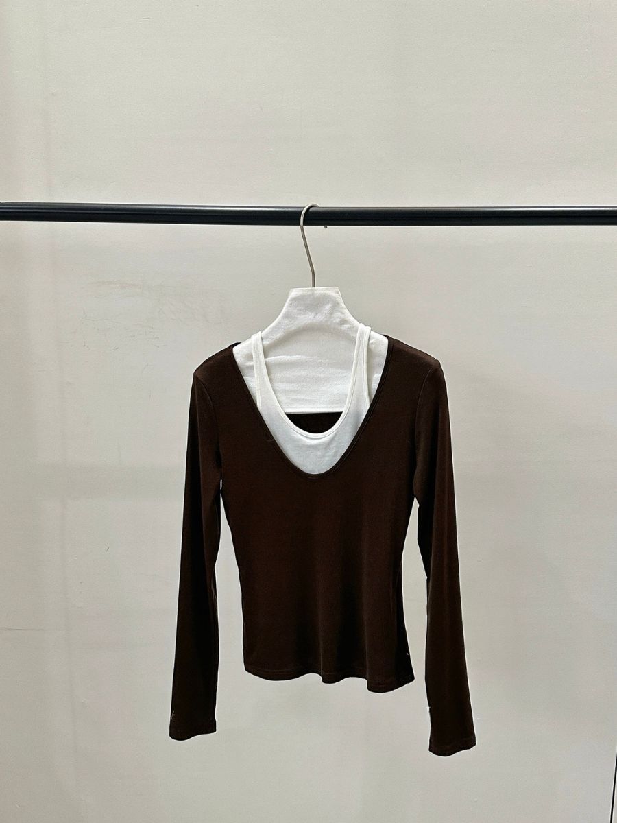 Prep Fake Two-Piece Color Binding Top