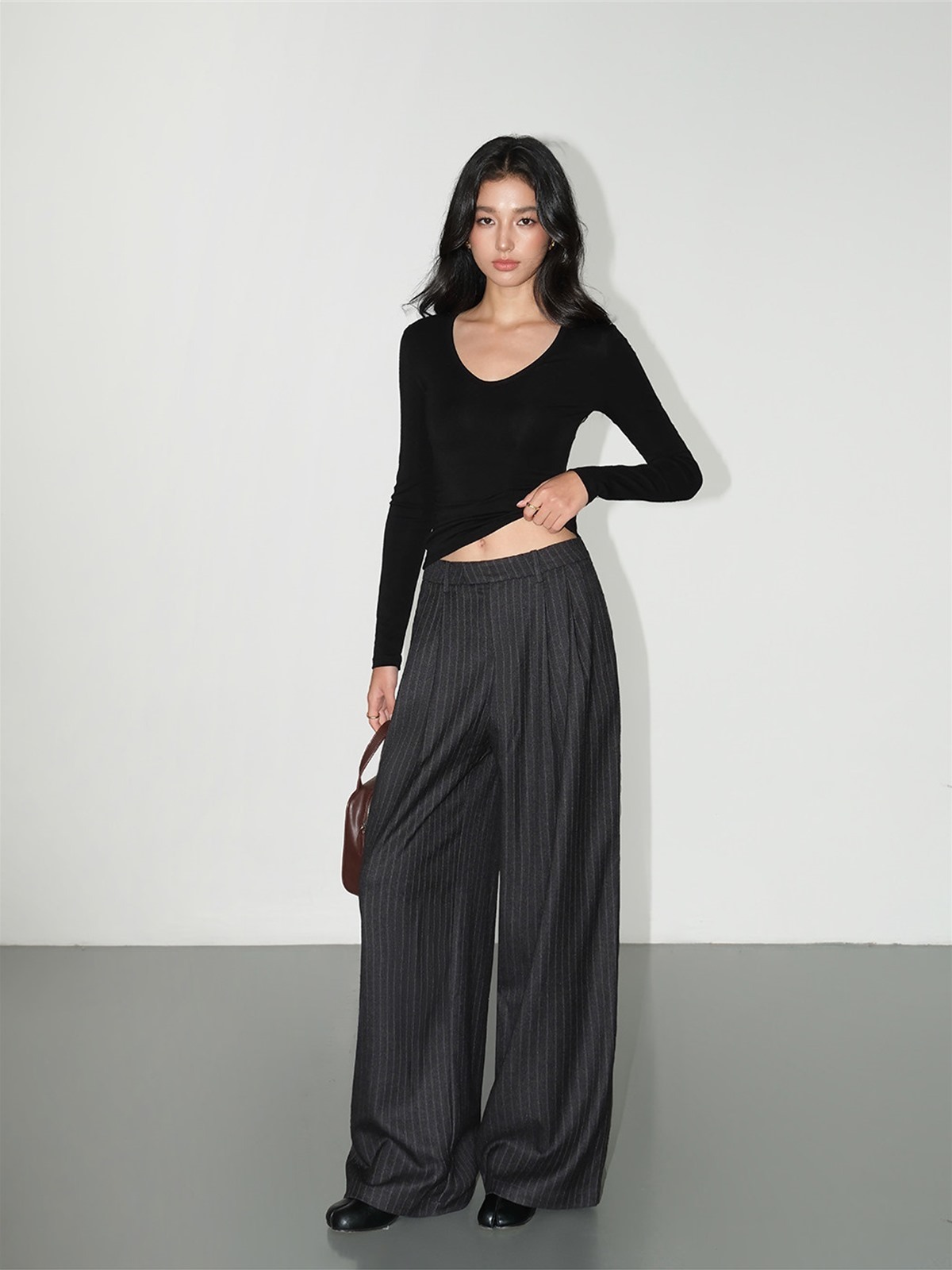 Leona Pinstripe Wide-Leg Trousers