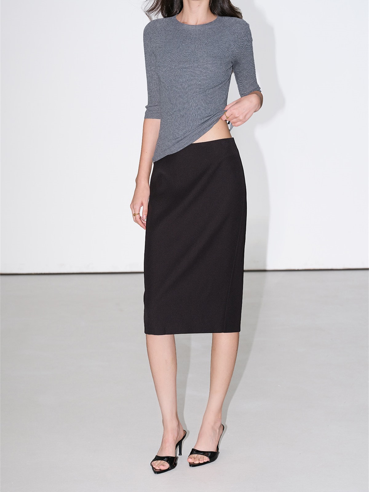 Julie Wrap Front Slit Midi Skirt