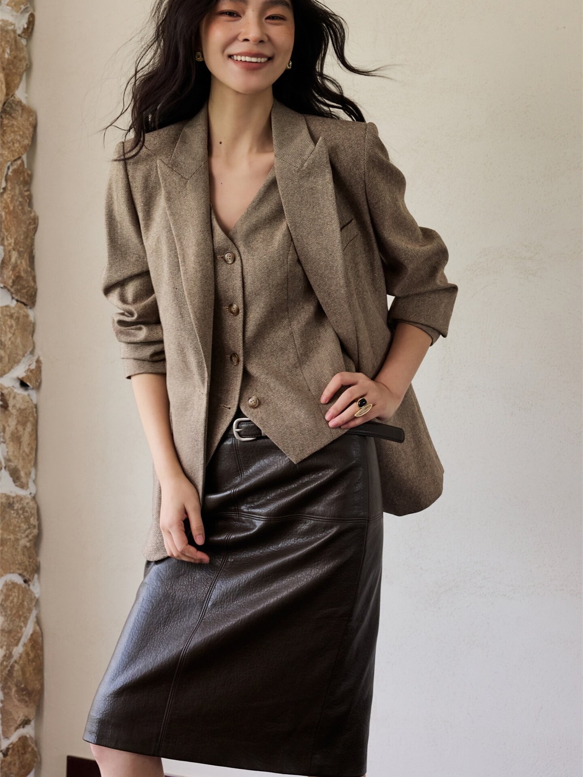Honory Textured Blazer & Vest (Sold Separately)