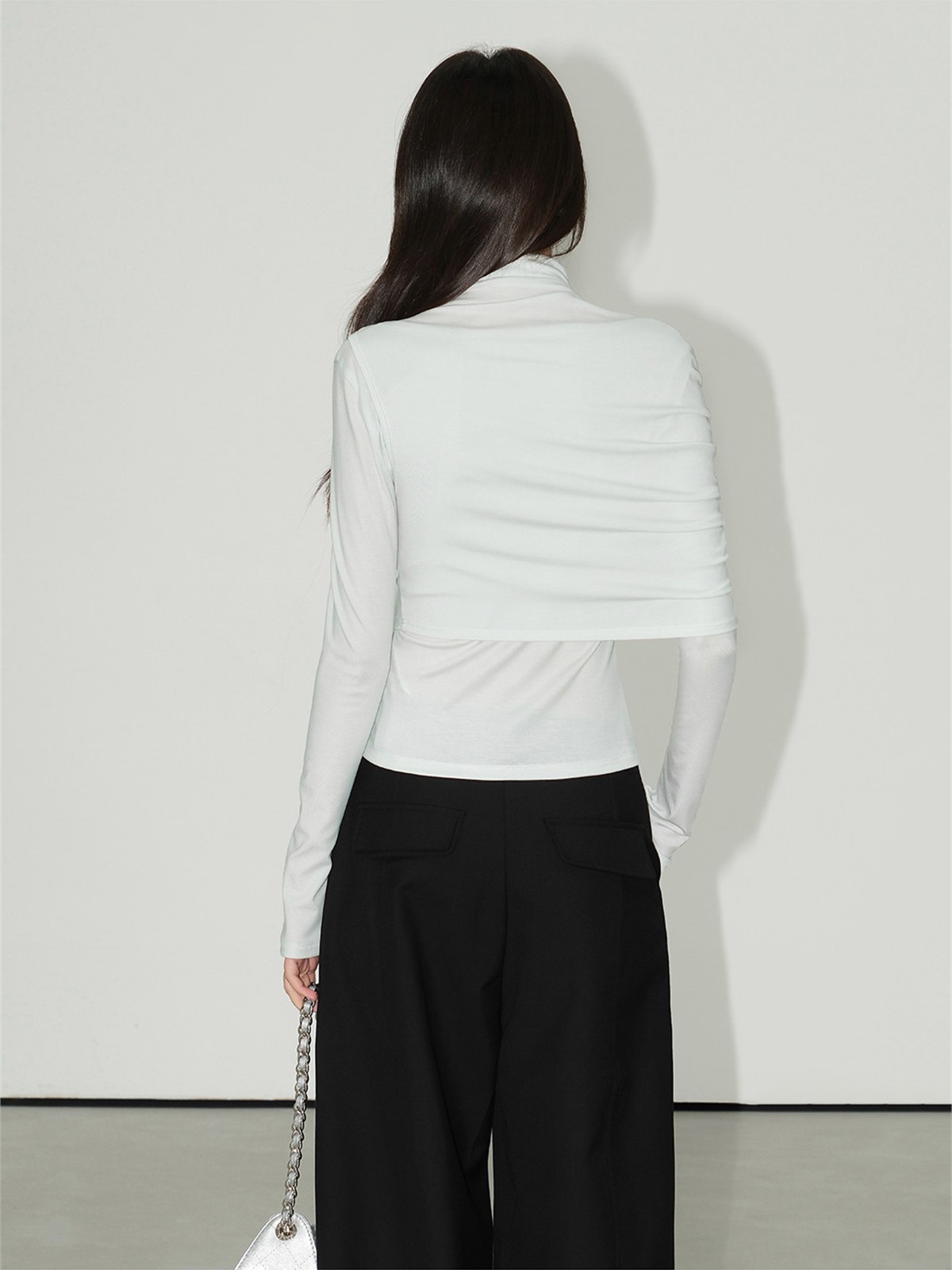 Leonora Ruched Turtleneck Layered Top