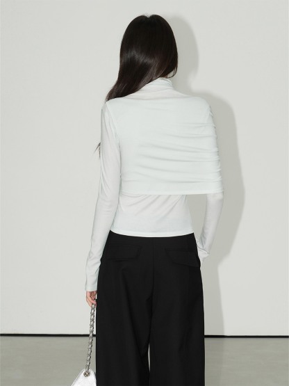 Leonora Ruched Turtleneck Layered Top