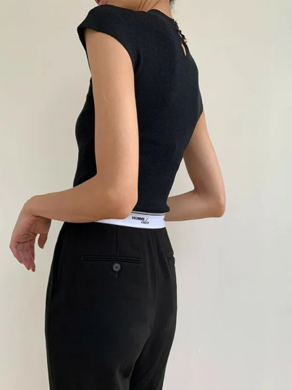 Mikeyla Cap Sleeve Knit Top-The Black Bow-