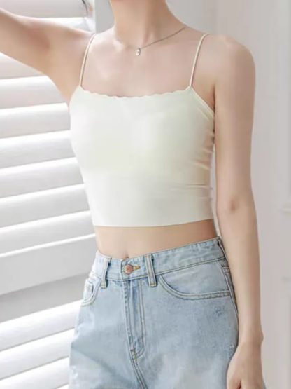 Doria Seamless Wavy Padded Crop Top-The Black Bow-