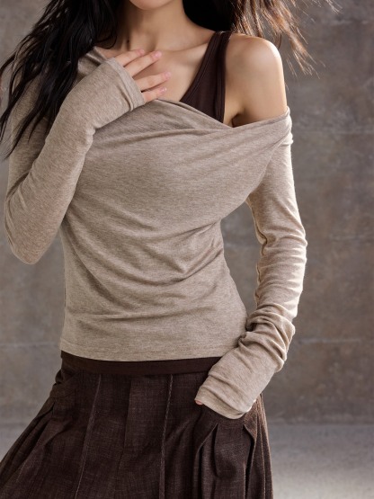 Helene Draped Long-Sleeve Top