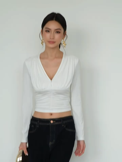 Fia V-Neckline Cropped Knit Top