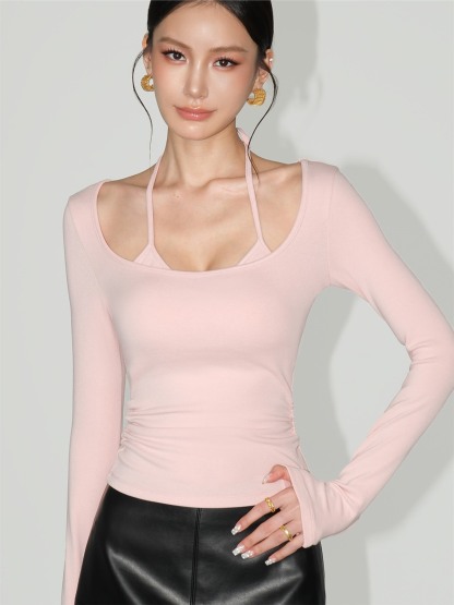 Lucinda Binding-Strap Scoop-Neck Top