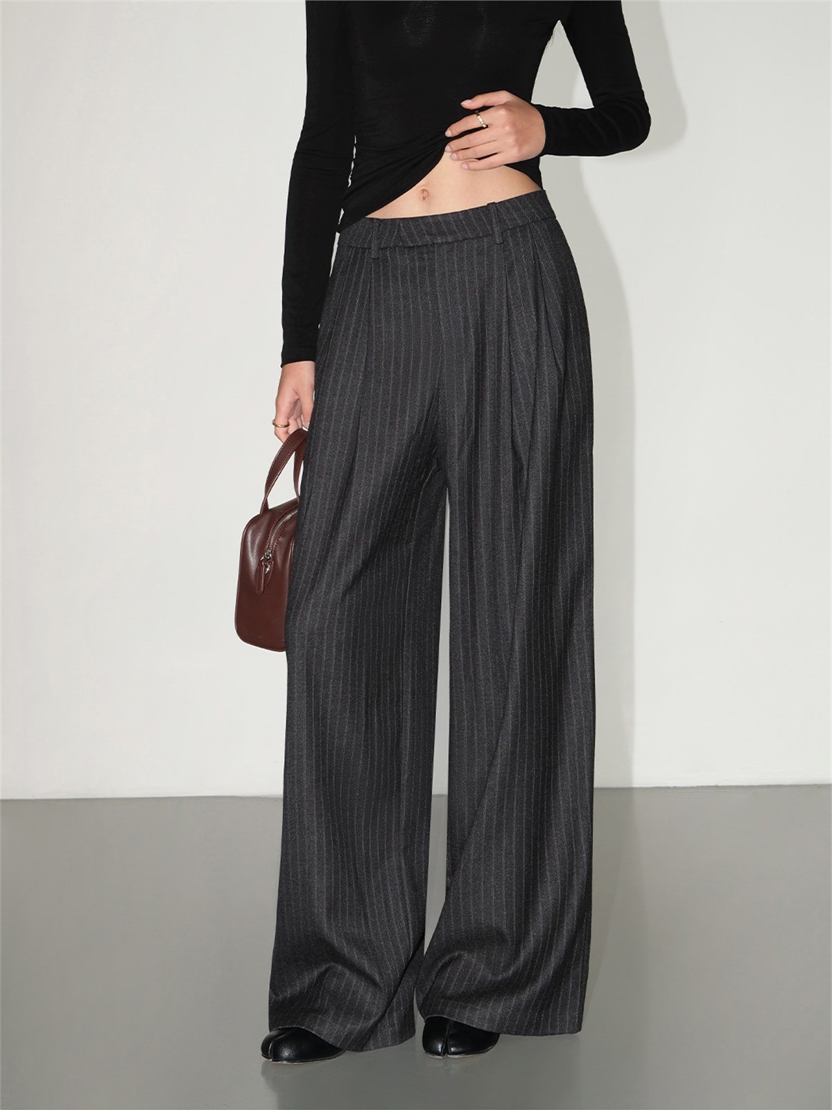 Leona Pinstripe Wide-Leg Trousers