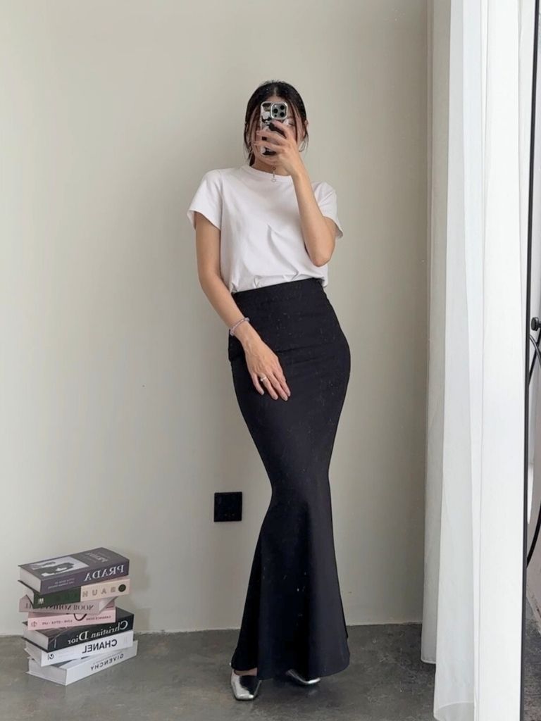 Zendy Draped Flare Suit Skirt