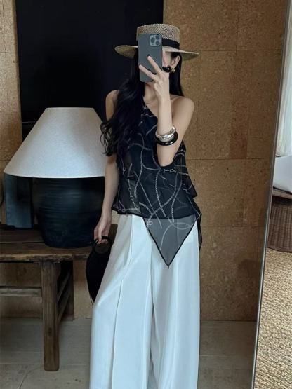 Wynna Graphic Print One Shoulder Top