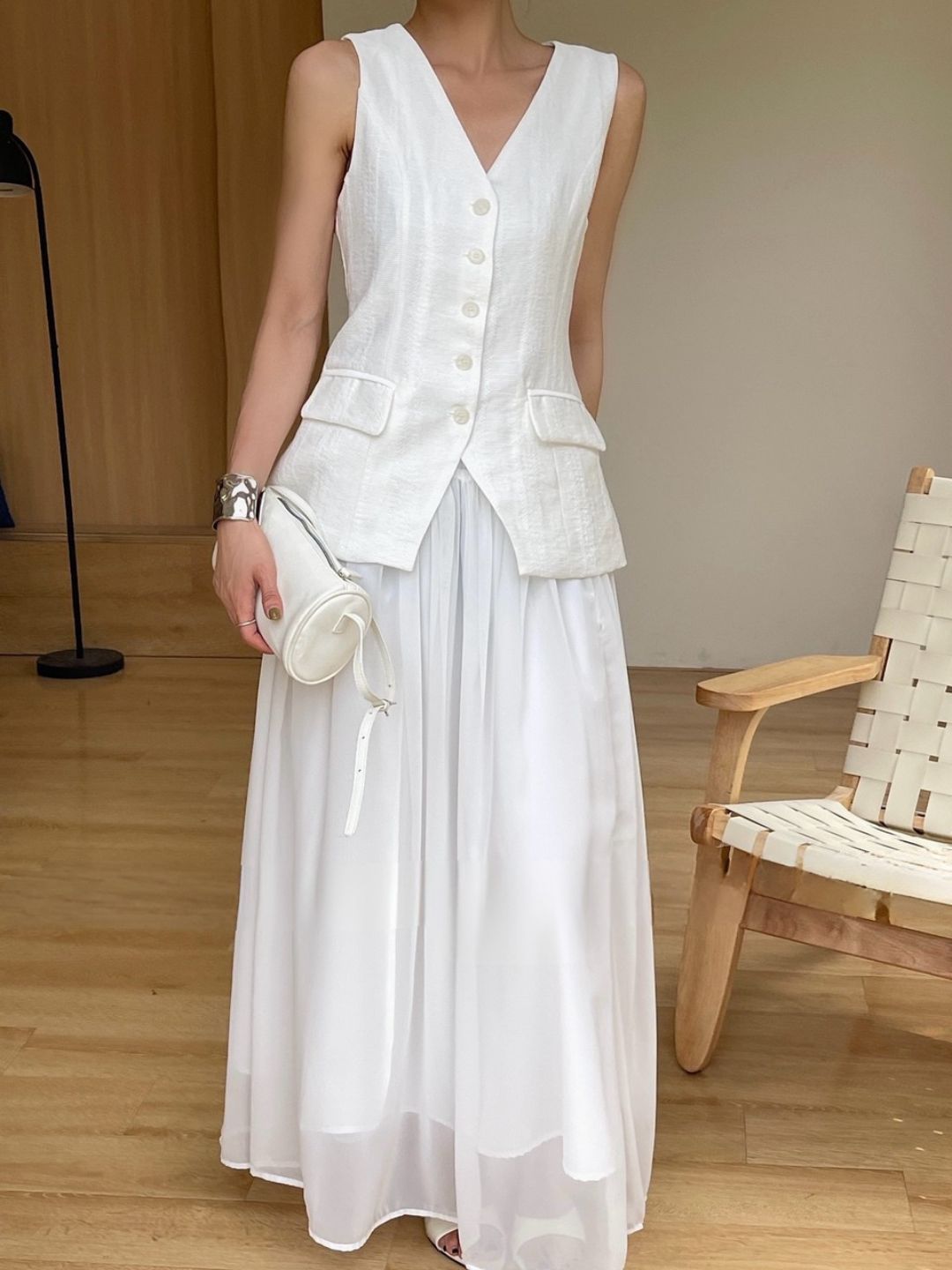 Arabelle Textured Verst & Chiffon Skirt Set