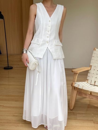 Arabelle Textured Verst & Chiffon Skirt Set