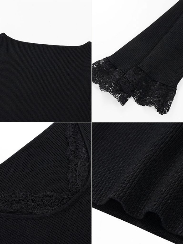 Julius Lacey Trim Kint Top-The Black Bow-