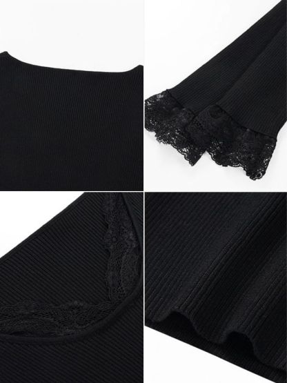 Julius Lacey Trim Kint Top-The Black Bow-