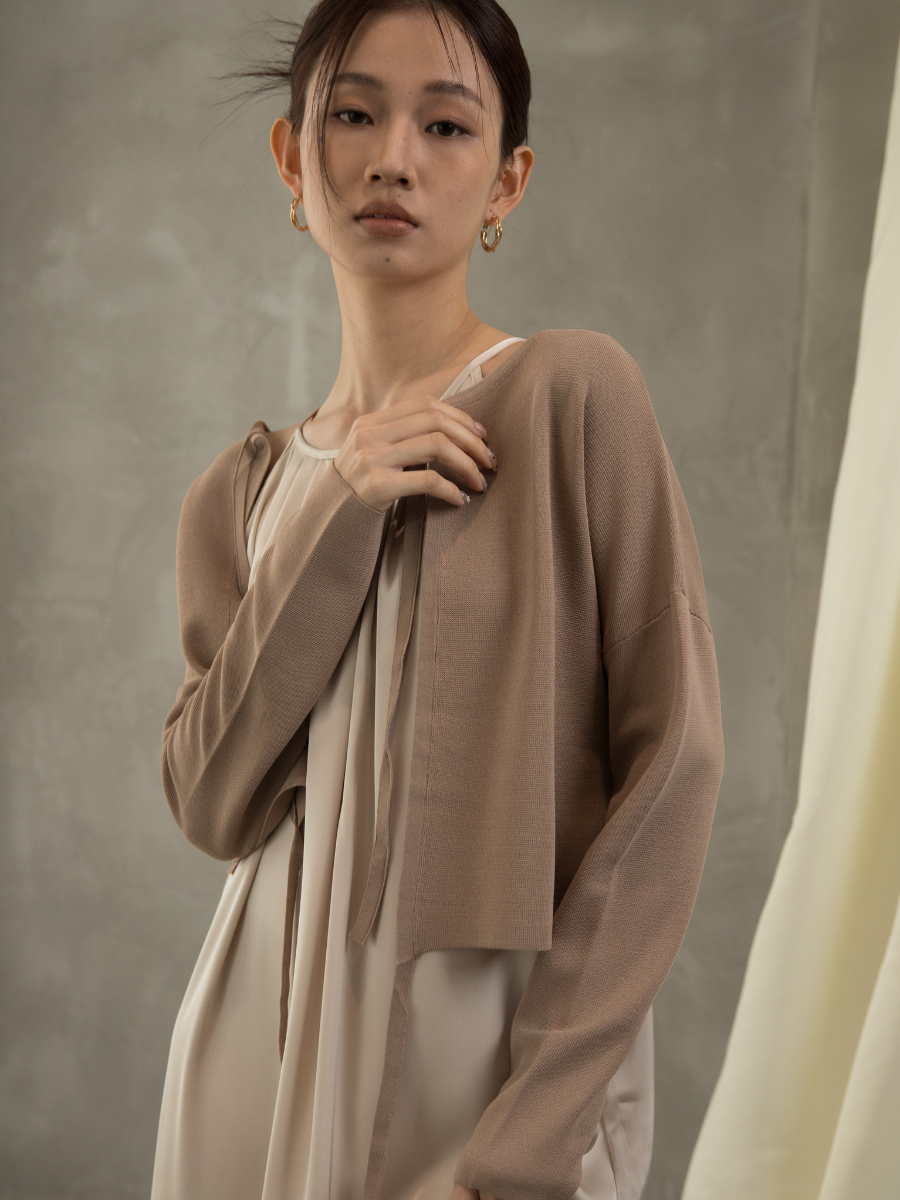 Gynna Double Tie Knit Cardigan (Discounted-Free size)-The Black Bow-