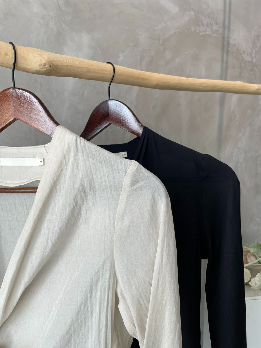 Koral Trumpet Sleeve Front Wrap Top-The Black Bow-