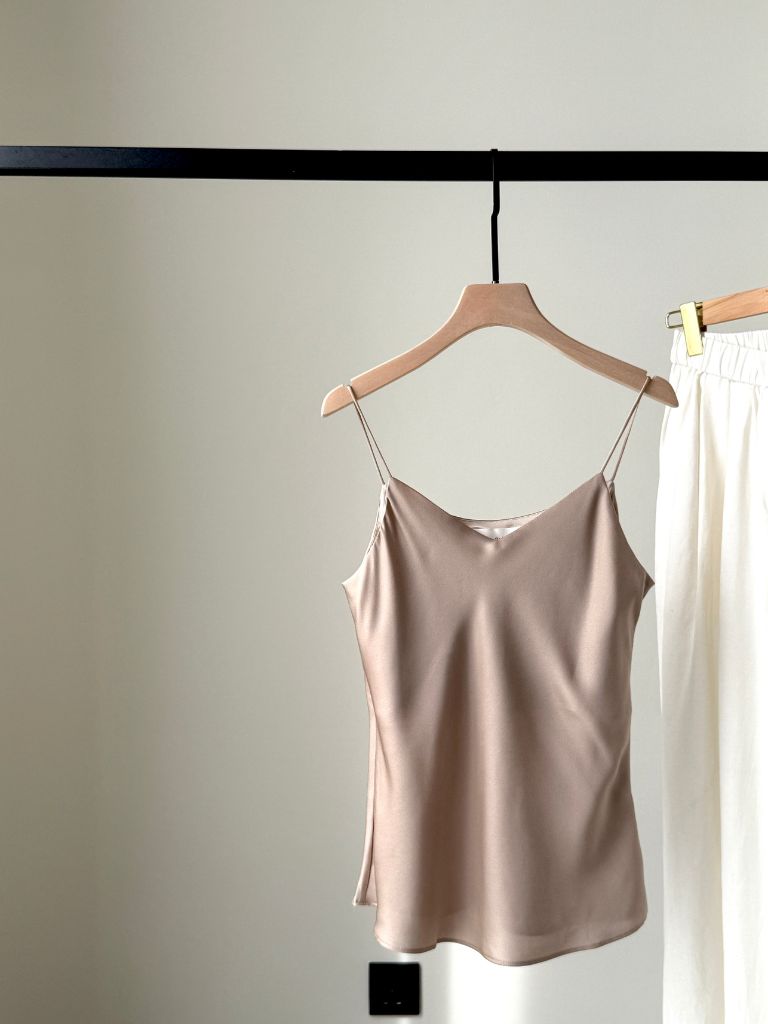Lebbie Satin Cami Top (Discounted-M size)-The Black Bow-