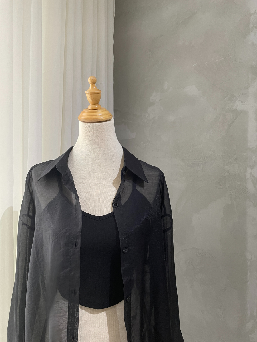 Leyla Tie Back Chiffon Shirt with Padded Inner Top-The Black Bow-