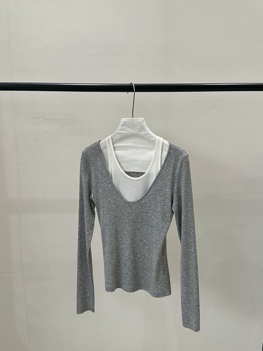 Prep Fake Two-Piece Color Binding Top
