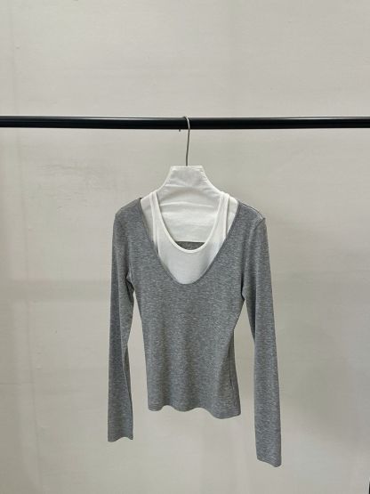 Prep Fake Two-Piece Color Binding Top