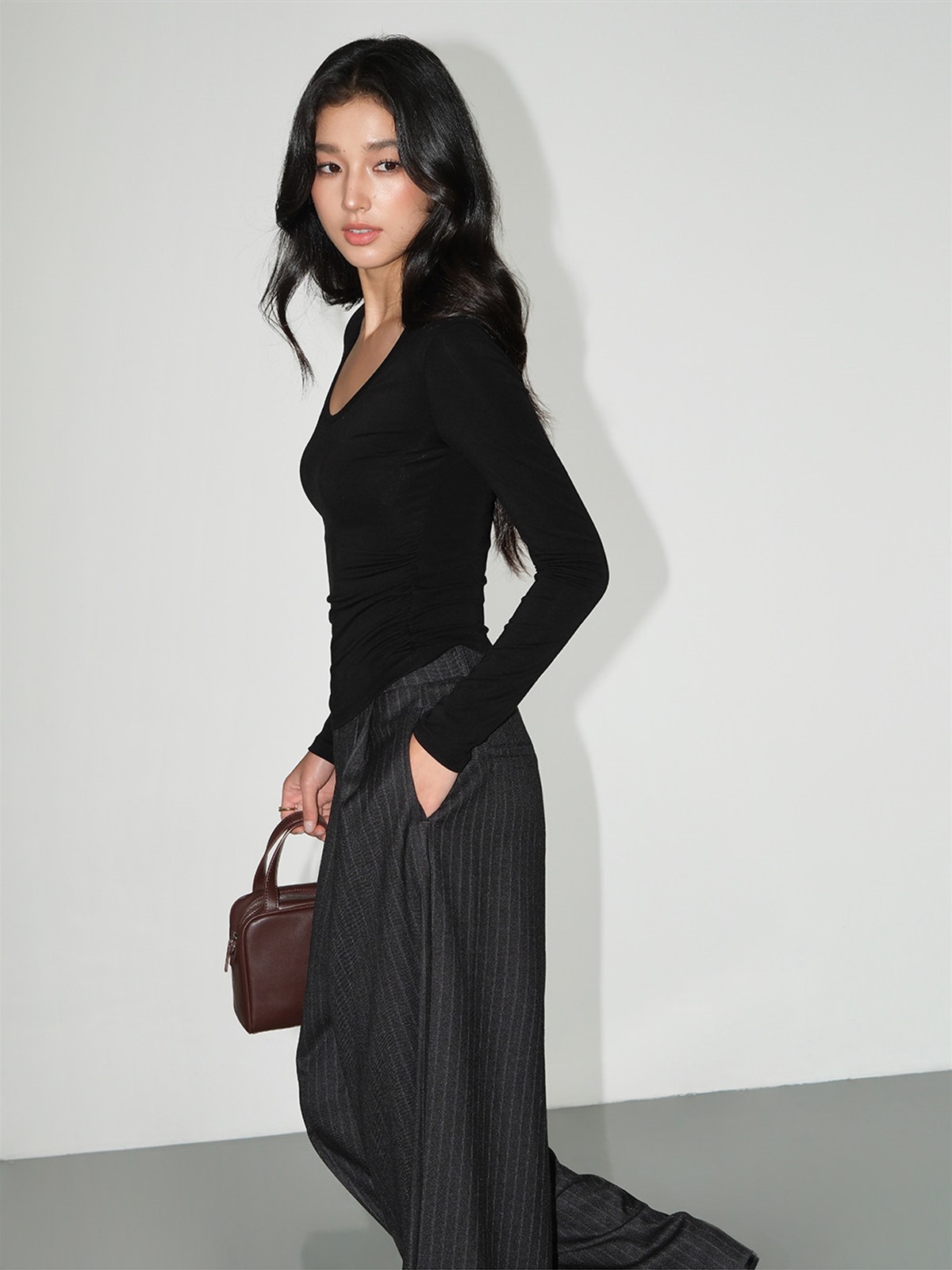 Leona Pinstripe Wide-Leg Trousers