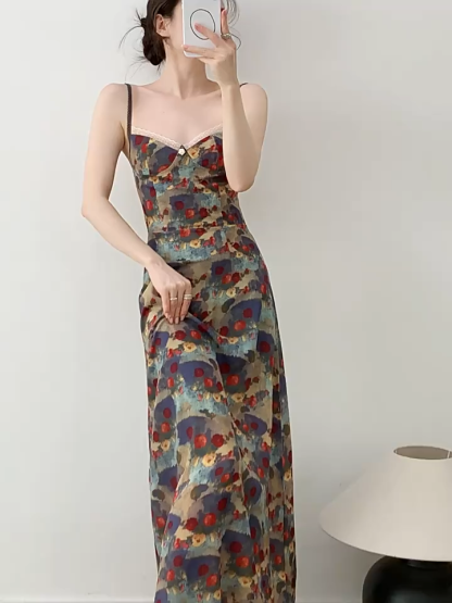 Mayja Vintage Floral Printing Skim Dress