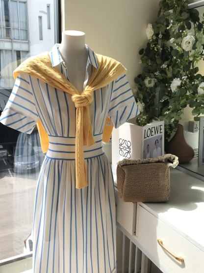 Vivianna Collar Stripe Shirt Dress